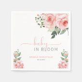 Elegantes Rosa Rose Baby in Blütendusche Serviette (Vorderseite)