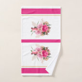 Elegantes Rosa Rose Blumenstrauß Bouquet Badhandtuch Set (Handtuch)