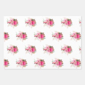Elegantes Rosa Rose Blumenstrauß Bouquet Geschenkpapier Set (Vorderseite 2)