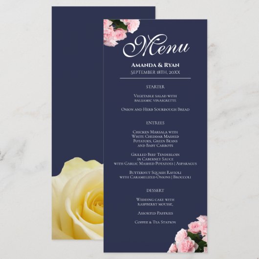 Elegantes rosa Rose Bouquet Blumenmenü (Vorne/Hinten)