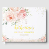 Elegantes Rosa Rose Brautparty Gold Gästebuch (Vorderseite)