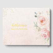 Elegantes Rosa Rose Brautparty Gold Gästebuch (Rückseite)