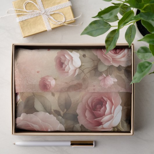 Elegantes rosa Rose Dekoupage Tissue Paper Seidenpapier (Geschenk)