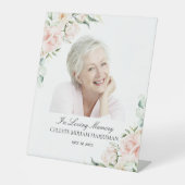 Elegantes Rosa Rose Foto Beerdigung Sockelschild (Vorderseite)