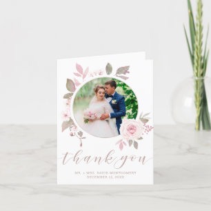 Elegantes rosa Rose Foto Blumenzwiebeln Dankeskarte