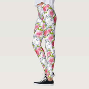 Elegantes rosa Rose Girly Chic Blumenmuster Leggings