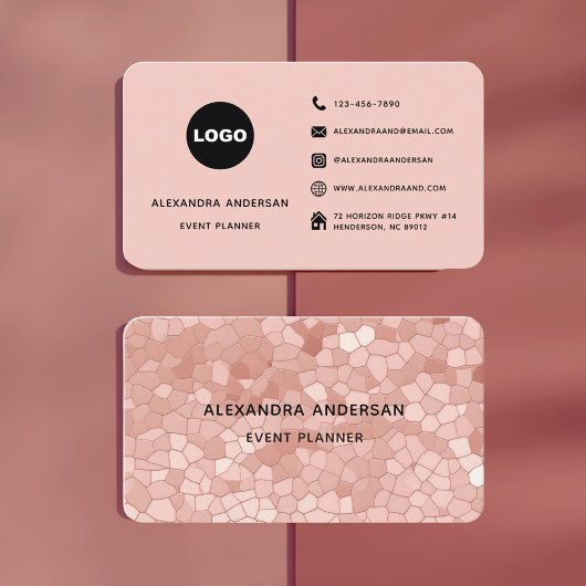 Elegantes, rosa Rose Gold Abstraktes Muster Visitenkarte