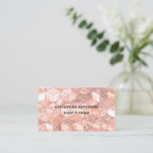 Elegantes, rosa Rose Gold Cube Muster Visitenkarte (Stehend Vorderseite)