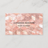 Elegantes, rosa Rose Gold Cube Muster Visitenkarte (Vorderseite)