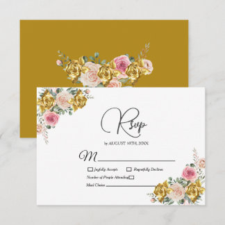 Elegantes Rosa, Rose Gold Eukalyptus Floral RSVP Karte