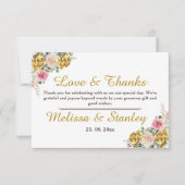 Elegantes Rosa, Rose Gold Eukalyptus Floral Weddin Dankeskarte (Vorderseite)