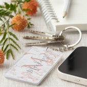 Elegantes Rosa | Rose Gold Foil Monogram Foto Schlüsselanhänger (Vorderseite rechts)