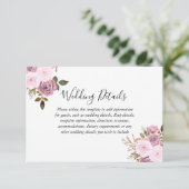 Elegantes Rosa & Rose Gold Hochzeitsempfang Detail Begleitkarte (Stehend Vorderseite)