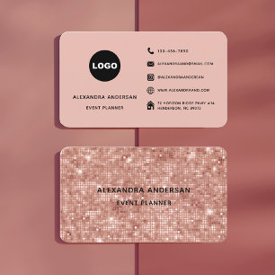 Elegantes rosa Rose Gold-Metallpunktmuster Visitenkarte