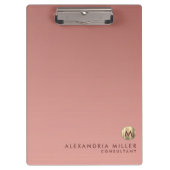 Elegantes rosa Rose Gold Monogramm Klemmbrett (Vorderseite)