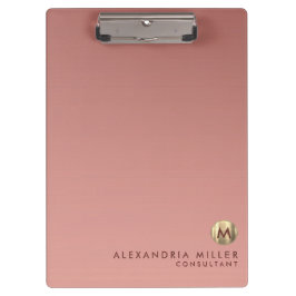 Elegantes rosa Rose Gold Monogramm Klemmbrett