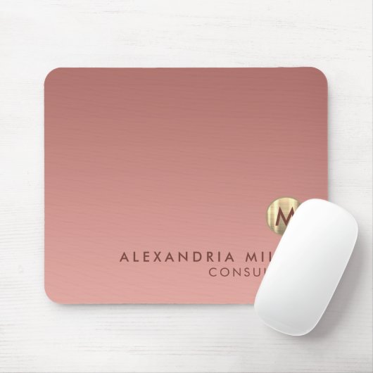 Elegantes rosa Rose Gold Monogramm Mousepad (Mit Mouse)