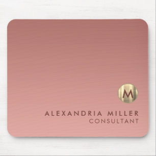 Elegantes rosa Rose Gold Monogramm Mousepad
