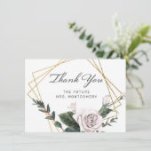 Elegantes rosa Rose Gold Rahmen Brautparty Dankeskarte (Stehend Vorderseite)