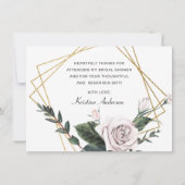 Elegantes rosa Rose Gold Rahmen Brautparty Dankeskarte (Rückseite)