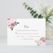 Elegantes Rosa & Rose Gold Wedding RSVP (Stehend Vorderseite)