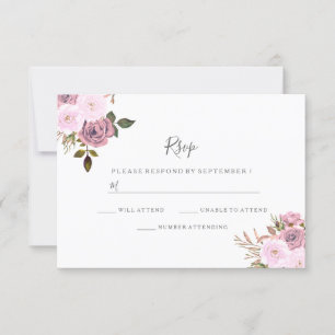 Elegantes Rosa & Rose Gold Wedding RSVP Karte