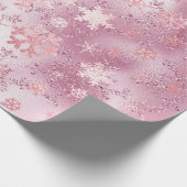 Elegantes rosa Rose Gold Weihnachten Schneeflocken Geschenkpapier (Ecke)