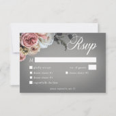 Elegantes Rosa Rose Grau RSVP Karte (Vorderseite)