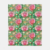 Elegantes rosa Rose Imitat gestanztes Glasmuster Fleecedecke (Vorderseite)