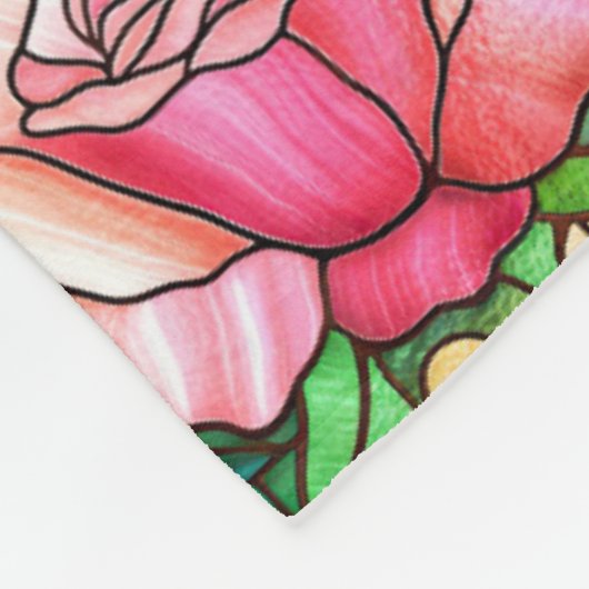 Elegantes rosa Rose Imitat gestanztes Glasmuster Fleecedecke (Ecke)