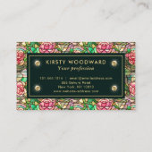 Elegantes rosa Rose Imitat gestanztes Glasmuster Visitenkarte (Rückseite)