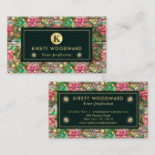 Elegantes rosa Rose Imitat gestanztes Glasmuster Visitenkarte (Vorne/Hinten)