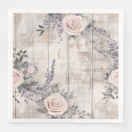 Elegantes rosa Rose Lavender Wedding Paper Napkin Serviette (Vorderseite)