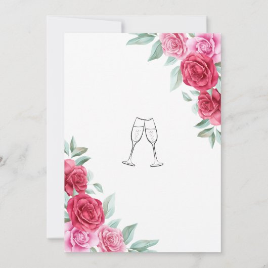 Elegantes Rosa Rose Minimales Brautparty Einladung (Rückseite)