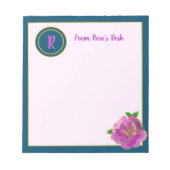 Elegantes rosa Rose Monogram Script Notizblock (Vorderseite)