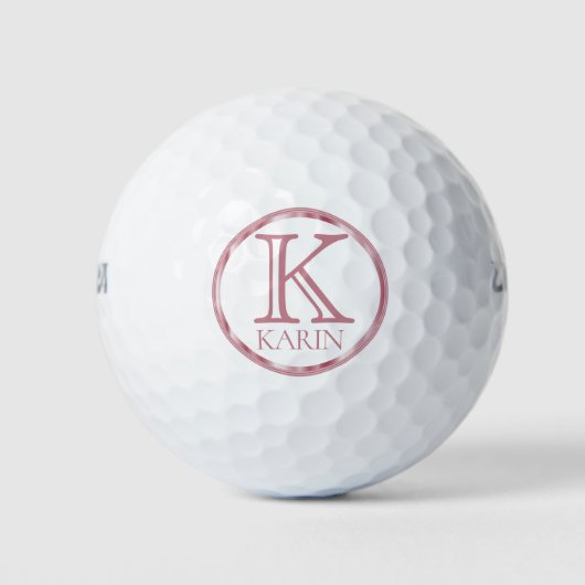 Elegantes rosa Rose Monogramm / Name Golfball (Vorderseite)