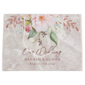 Elegantes rosa Rose Peony Floral Wedding Geschenk Große Geschenktüte (Vorderseite)