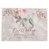 Elegantes rosa Rose Peony Floral Wedding Geschenk Große Geschenktüte (Rückseite)