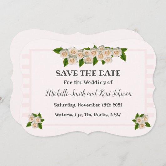 Elegantes Rosa Rose Save the Date (Vorne/Hinten)