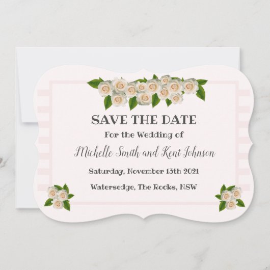 Elegantes Rosa Rose Save the Date (Vorderseite)
