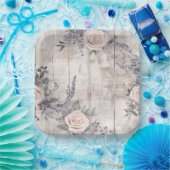 Elegantes rosa Rose und Lavender Wedding Paper Pla Pappteller (Party)