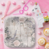 Elegantes rosa Rose und Lavender Wedding Paper Pla Pappteller (Party)