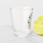 Elegantes rosa Rose Wreath Monogramm Schnapsglas (Links)