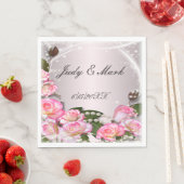 Elegantes rosa Rosen und Perlen Papier Napkins Serviette (Beispiel)