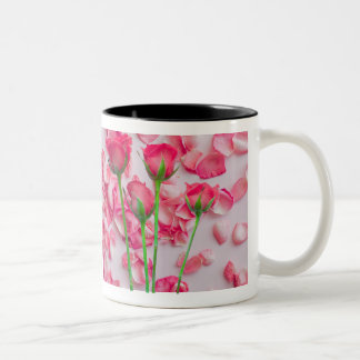 Elegantes rosa Rosenblüten-Blumen-Tassendesign Zweifarbige Tasse