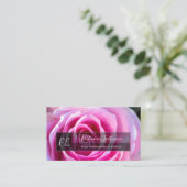 Elegantes rosa Rosenblüten, graues Rechteck Visitenkarte (Stehend Vorderseite)