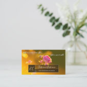 Elegantes rosa Rosenblüten, graues Rechteck Visitenkarte (Stehend Vorderseite)