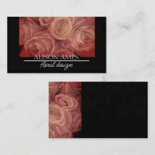 elegantes rosa rosenfarbenes Blumendesign in schwa Visitenkarte