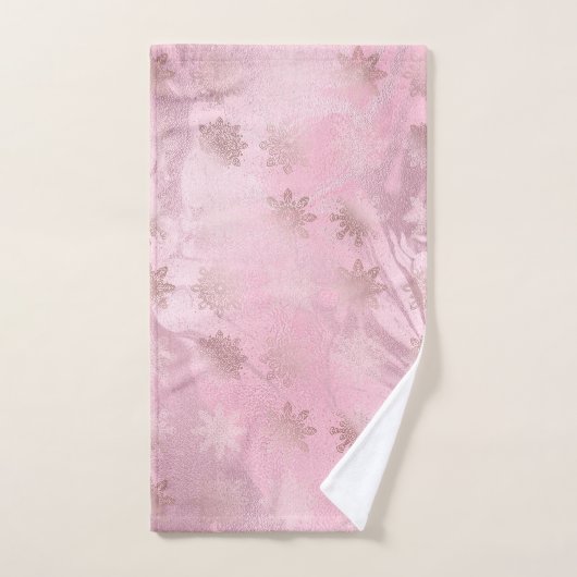 Elegantes rosa Rosengold-Schneeflockenmuster Handtuch (Handtuch)