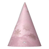 Elegantes rosa Rosengold-Schneeflockenmuster Partyhütchen (Links)
